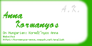 anna kormanyos business card